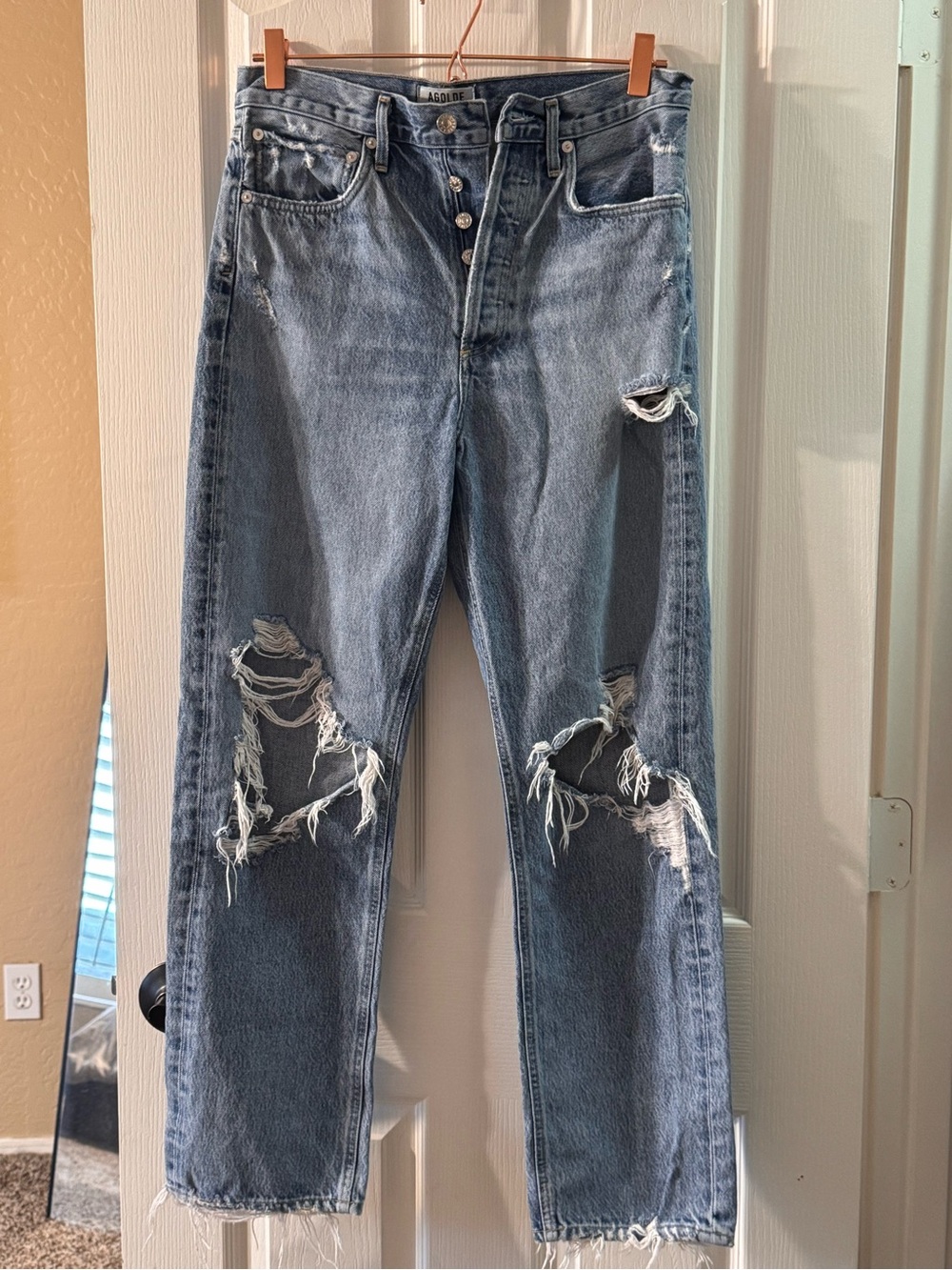 Agolde Distressed Straight-Leg Jeans